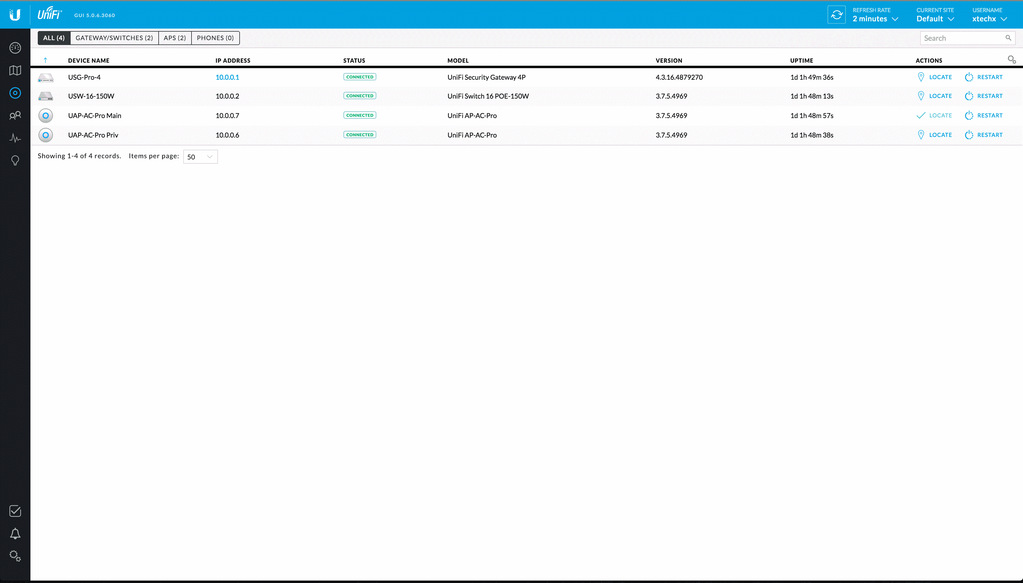 Интерфейс UniFi controller 5.0.7 Интерфейс UniFi controller 5.0.7