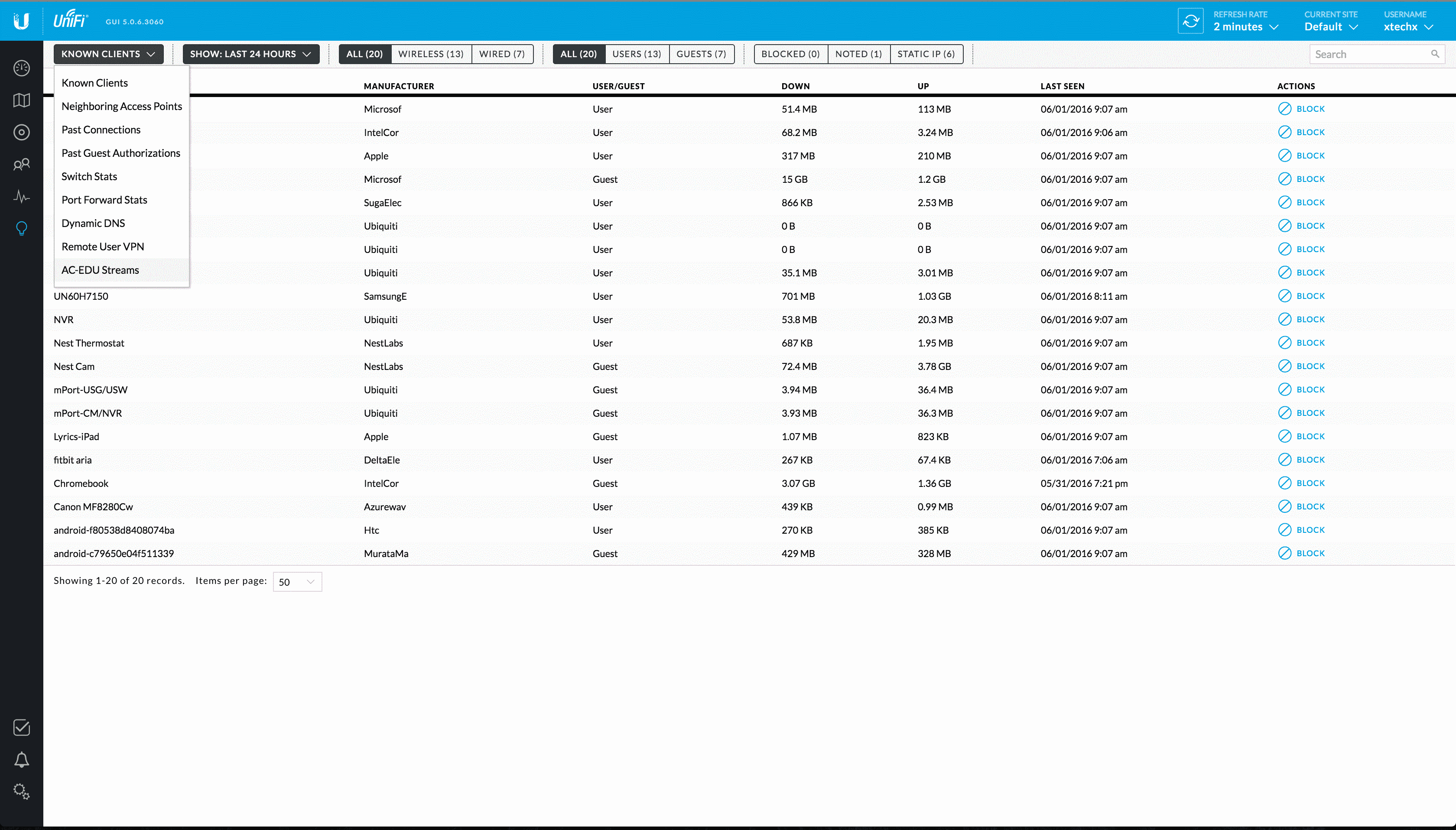 Интерфейс UniFi controller 5.0.7 Интерфейс UniFi controller 5.0.7