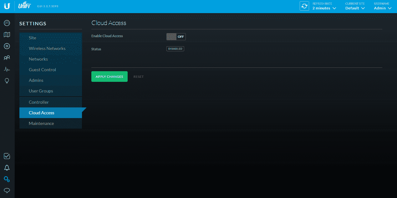 Интерфейс UniFi controller 5.0.7 Настройка UniFi controller 5.0.7