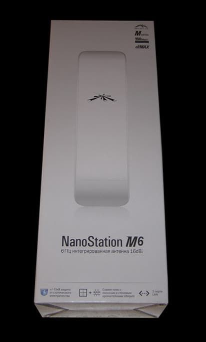Упаковка всепогодной точки доступа WiFi 6ГГц Ubiquiti NanoStation M6