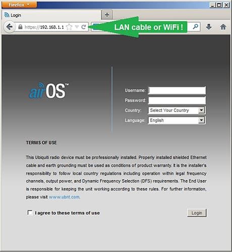 Подкючение Ubiquiti airGateway