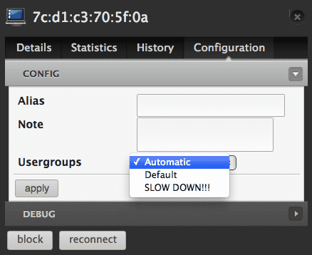 Настройка групп для отдельных пользователей