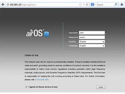 Интерфейс операционной системы airOS